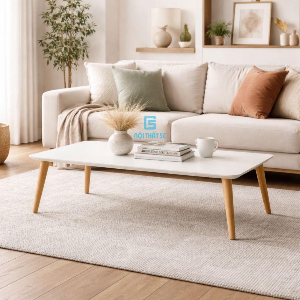 Bàn trà sofa/cafe Thương Hiệu Nội Thất 5C ngồi bệt chân gỗ hiện đại, bàn trà phòng khách uống nước phong cách tối giản