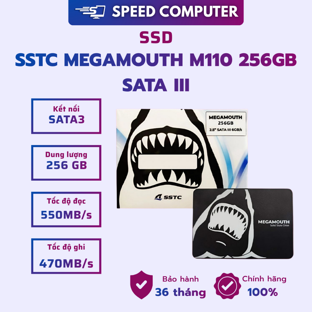 Ổ cứng SSD SSTC MEGAMOUTH M110 256GB SATA III Mới, Chính Hãng . Bảo hành 36 tháng