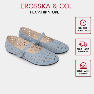 Erosska - Giày búp bê nữ lưới quai ngang phối khóa kiểu dáng basic màu xanh - EL116