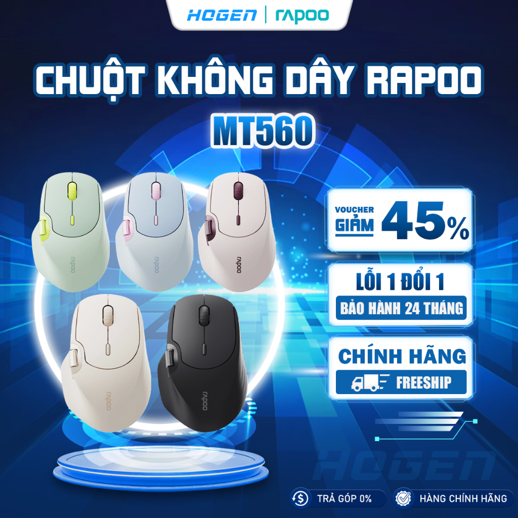 Chuột Không Dây Rapoo MT560 | Đa kết nối | Bluetooth 4.0,5.0 ,USB 2.4G | 4000 DPI | Bảo Hành 2 Năm