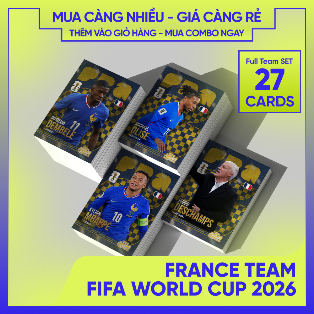 [ 27 CARDS FULL SET ] 2026 WORLD CUP FRANCE | Thẻ cầu thủ bóng đá SKYLLECTA | Mbappe Dembele Saliba 