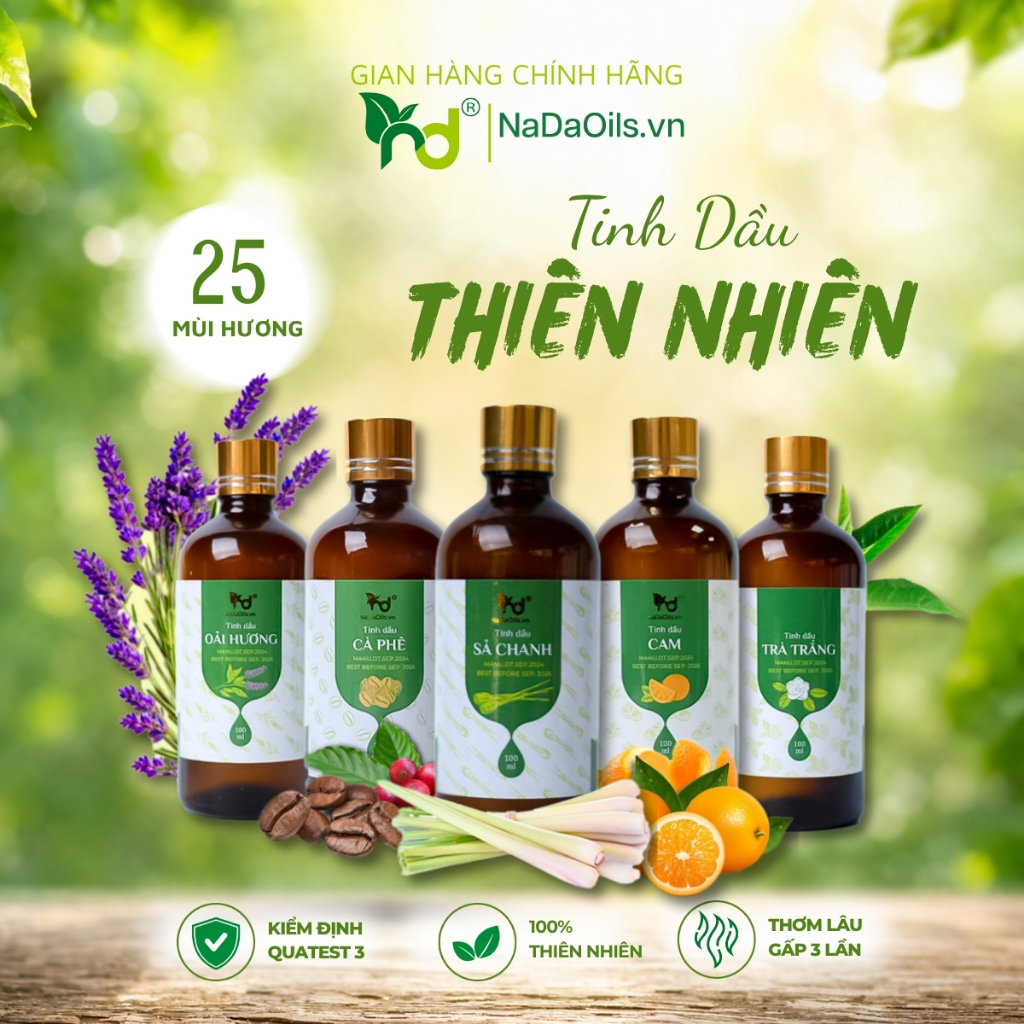 [CHAI 100ML] Tinh Dầu Thiên Nhiên Nada Oils Dùng Cho Máy Khuếch Tán, Spa, Khách Sạn, Không Gian Lớn