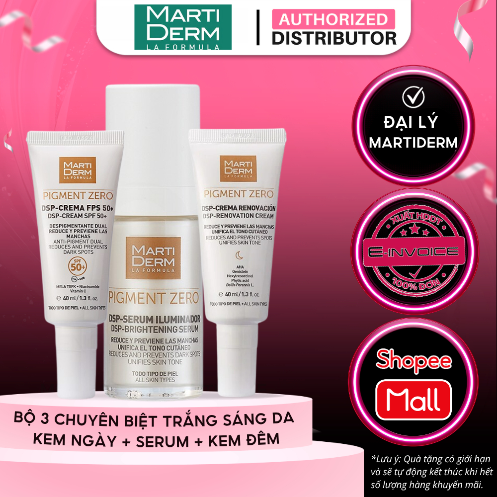 Bộ Sản Phẩm Làm Sáng & Mờ Đốm Sắc Tố - MartiDerm Pigment Zero DSP SPF50/DSP Renovation/DSP Illuminat
