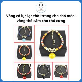 Vòng cổ lục lạc thời trang cho chó mèo - vòng boho thổ cẩm cho thú cưng phụ kiện chó mèo