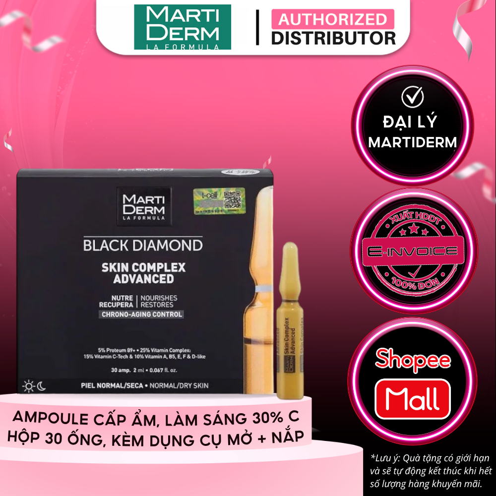 Ampoule Chống Oxy Hoá, Trẻ Hóa & Làm Sáng Da 5% Proteum 89+, 15% LAA - MartiDerm Black Diamond