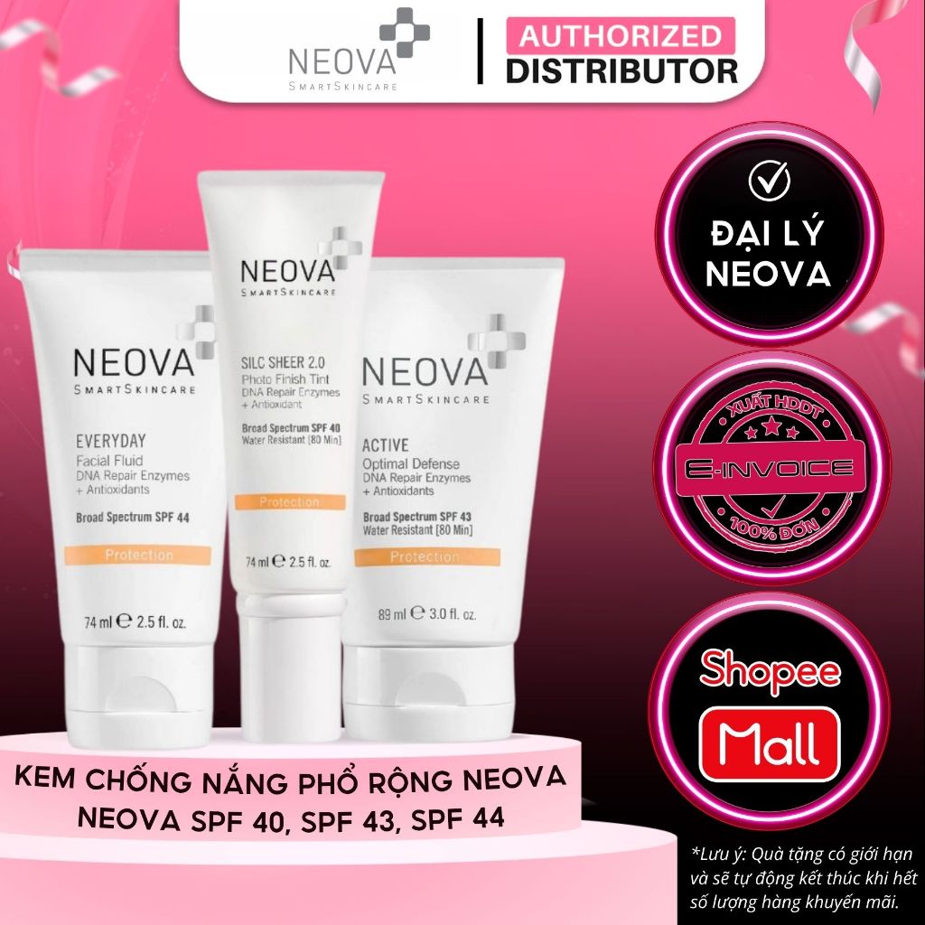 Kem Chống Nắng Neova  Active Spf 43, Neova Everyday Spf44, Neova Silc Sheer 2.0 Spf 40