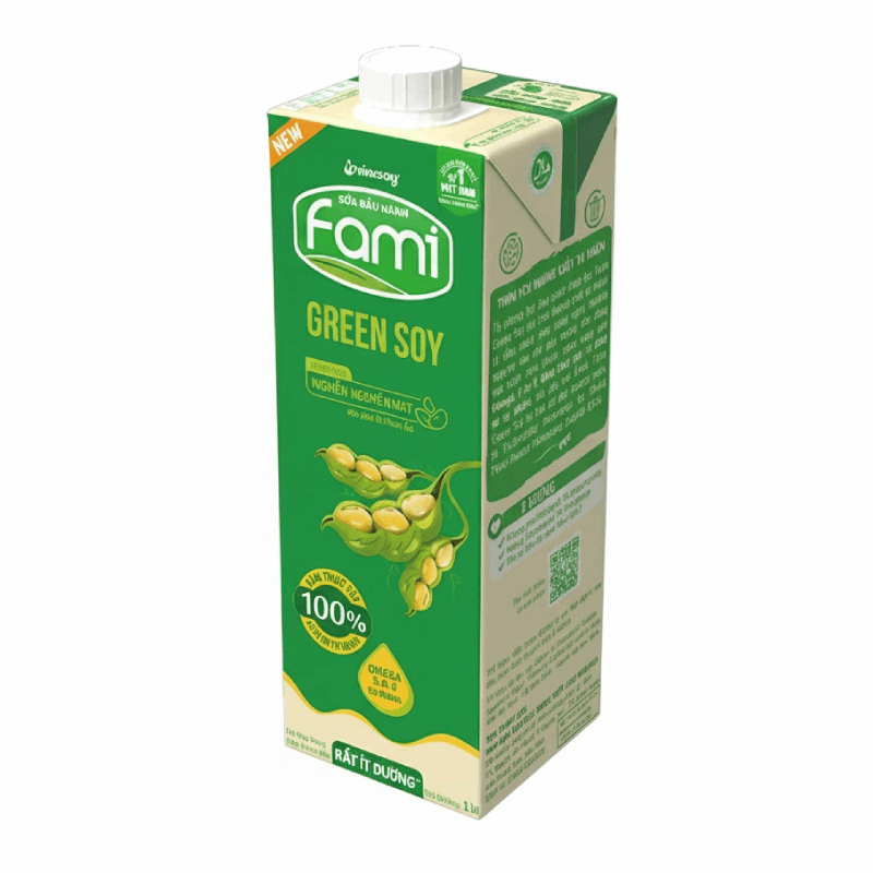 Sữa đậu nành Fami Green Soy rất ít đường/ không đường hộp 1 lít