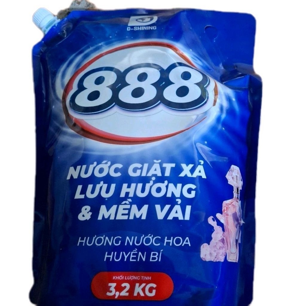 nước giặc xã cao cấp 888 luư hương mềm vãi túi 3.2kg đậm đặc thơm khán khuẩn khử mùi cho áo quần sạc