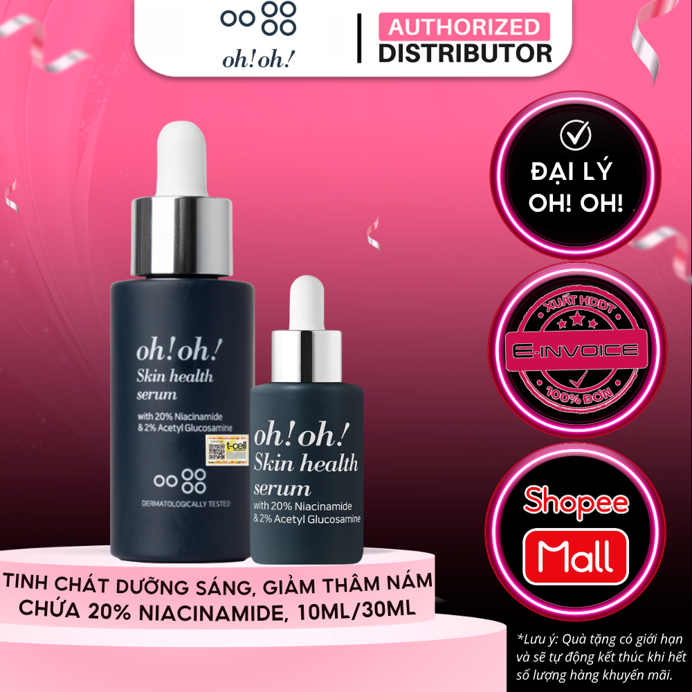 Tinh Chất Dưỡng Trắng Sáng Da, Se Khít Lỗ Chân Lông oh!oh! Skin Health Serum with 20% Niacinamide 10
