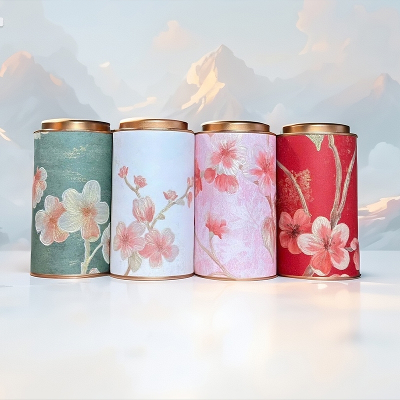 Hộp chè tròn, vỏ hộp chè 100g dùng trang trí tráp, bày lễ, giỏ quà tết