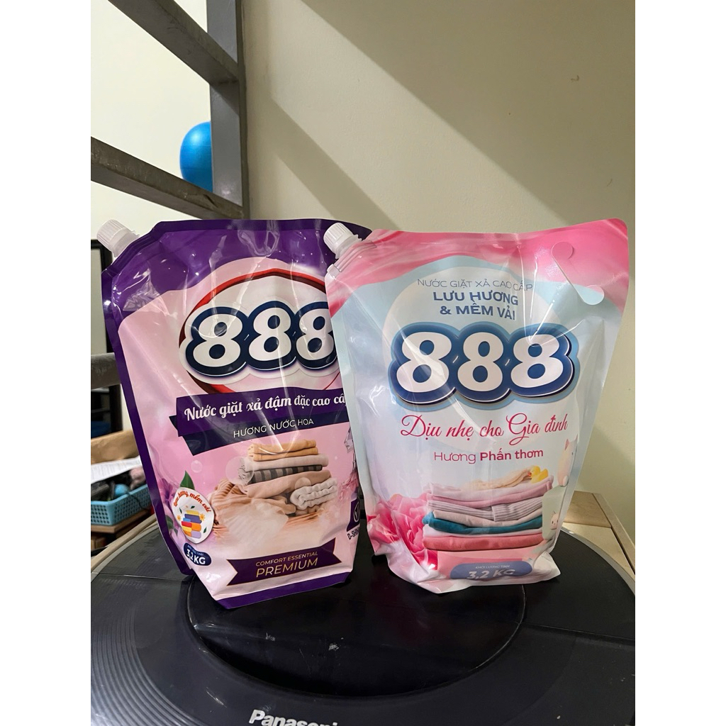 Nước giặt xả 888 túi 3.2kg hương phấn thơm & nước hoa lưu dùng giặt máy giặt tay