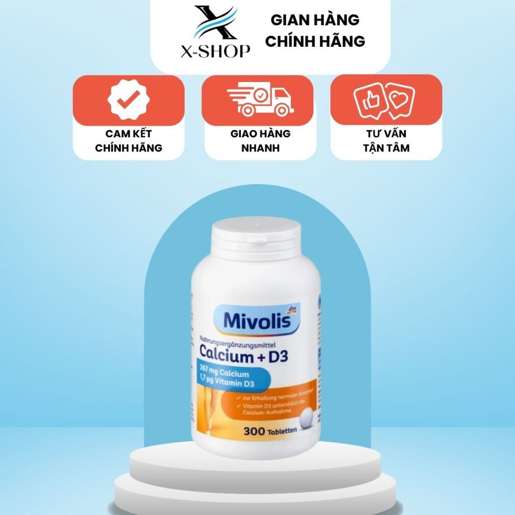 Viên Uống Canxi Mivolis Calcium D3 của Đức 300 Viên giúp bổ sung Canxi và D3 cho xương