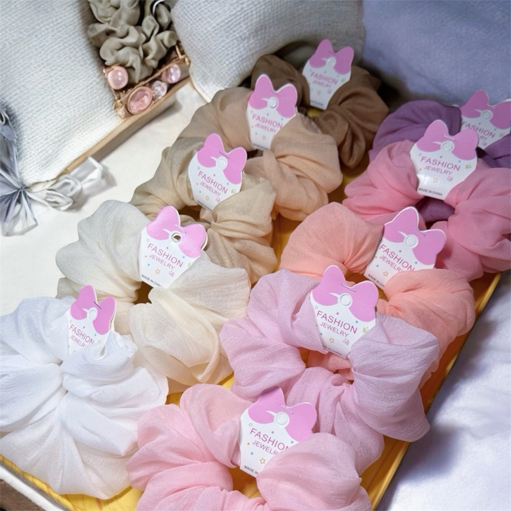 (Size To 15CM) Cột Tóc Scrunchies Tơ Gân Phồng To Nhiều Màu