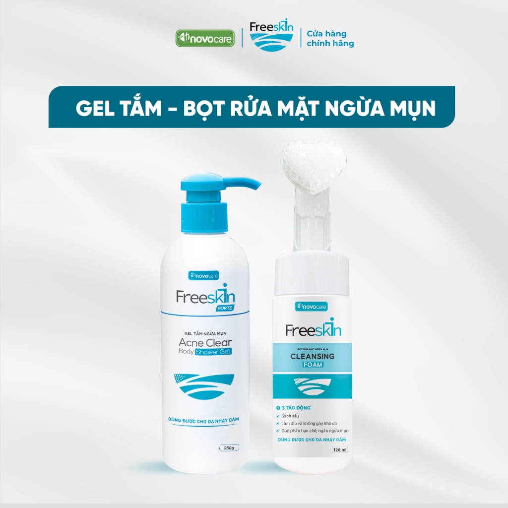 Combo Gel tắm ngừa mụn Acne Clear Body Shower Gel 250g & Bọt rửa mặt ngừa mụn Cleansing Foam 120ml N
