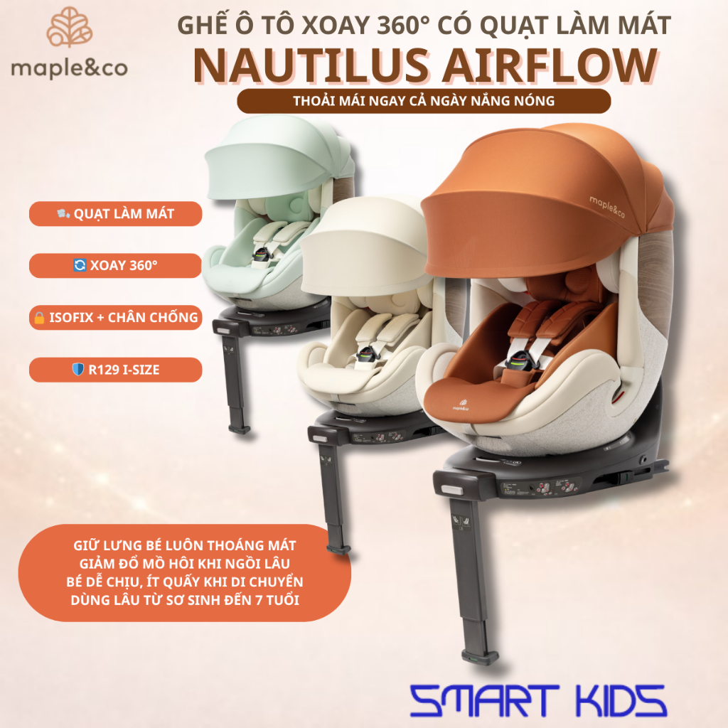 Ghế Ngồi ô Tô Cho Bé Maple&co Nautilus AirFlow Làm Mát Thông Minh 0-7 Tuổi