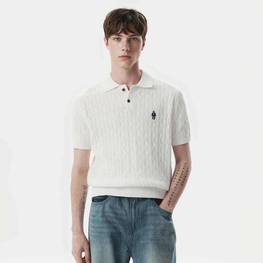 Áo Sweater Mùa Hè WHO.A.U Steve Collar Cable Short Sleeve Sweater_WHKAG2424U