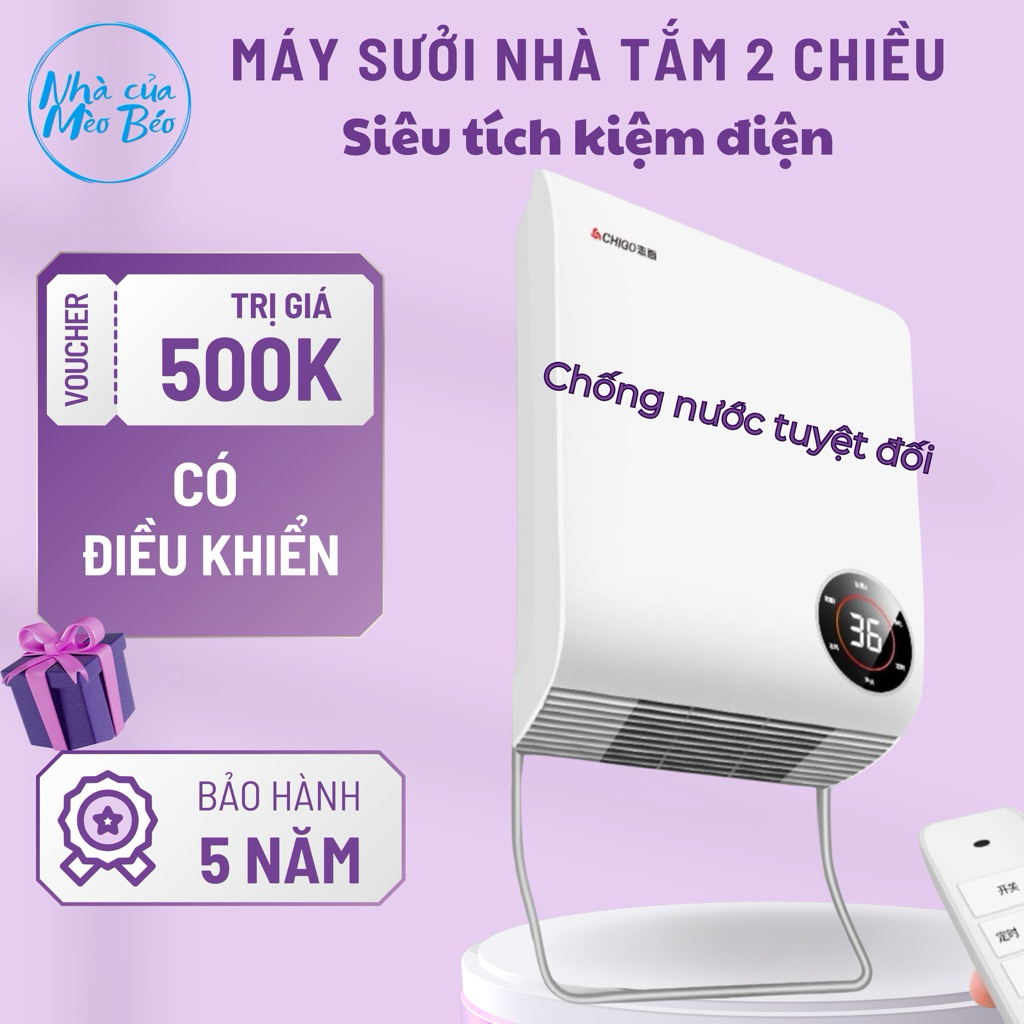 Máy sưởi nhà tắm 2 chiều Chigo SIÊU BỀN SIÊU TÍCH KIỆM ĐIỆN có điều khiển từ xa - Quạt sưởi đa năng 