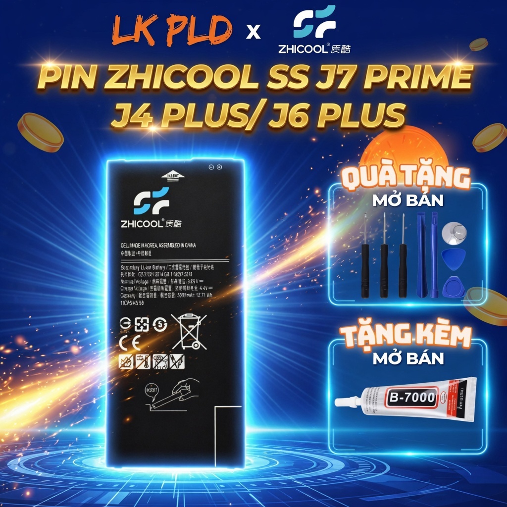 Pin Samsung Galaxy J7 Prime, J4+, J6+ hãng Zhicool, Dung lượng 3300mAh, Bảo hành pin Samsung Galaxy 