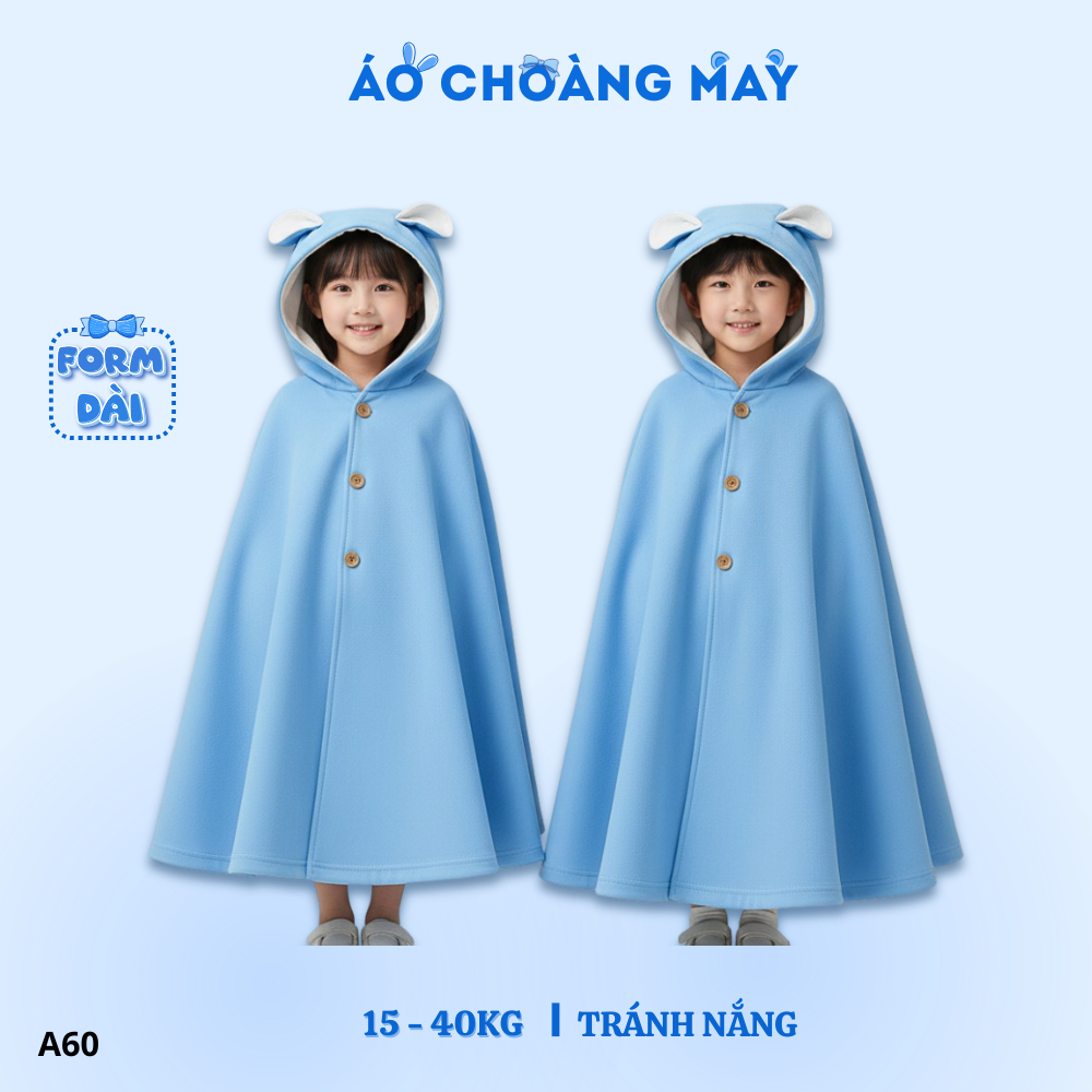 Áo Khoác Choàng Form Dài Cho Bé Trai Và Gái