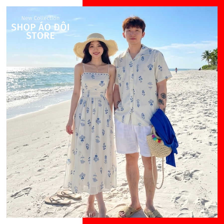 Set couple nam nữ đi biển COUPLE STORE, đồ đôi nam nữ set couple, set couple đi biển, áo đôi nam nữ