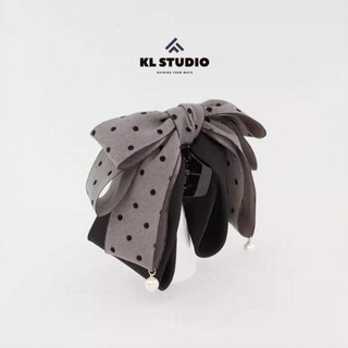 Kẹp càng cua KL.STUDIO nơ 3 tầng chấm bi tiểu thư - HC26