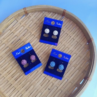 Bông tai nụ tròn nhiều màu đinh đá nhỏ xinh dễ thương