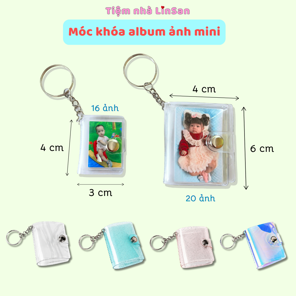 [Hỏa tốc] MÓC KHÓA ALBUM ẢNH MINI (1 inch 3x4cm - 16 ảnh, 2 inch 4x6cm - 20 ảnh) kèm ẢNH LỤA đẹp in 