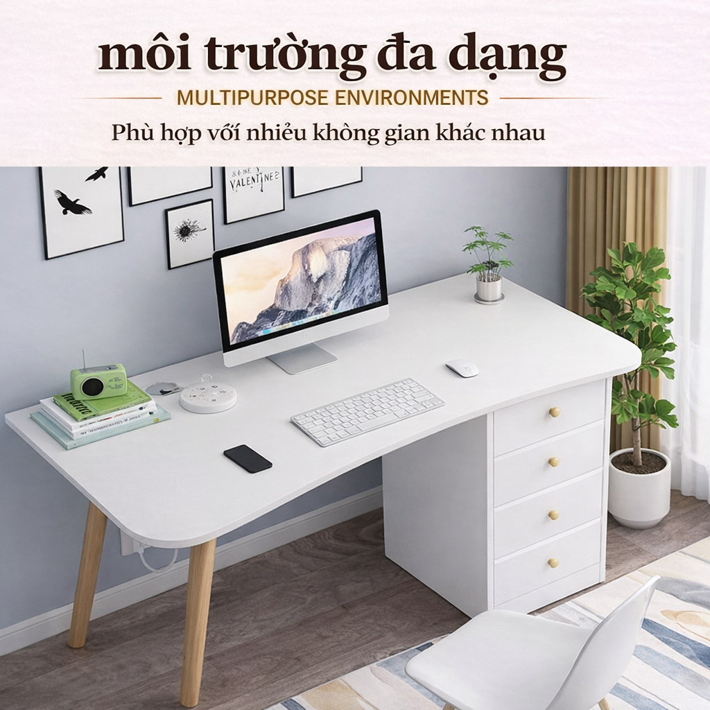 HUHU Bàn làm việc Kệ sách để bàn đa năng decor  Bàn làm việc học tập gỗ cực xinh thương hiệu | BigBuy360 - bigbuy360.vn