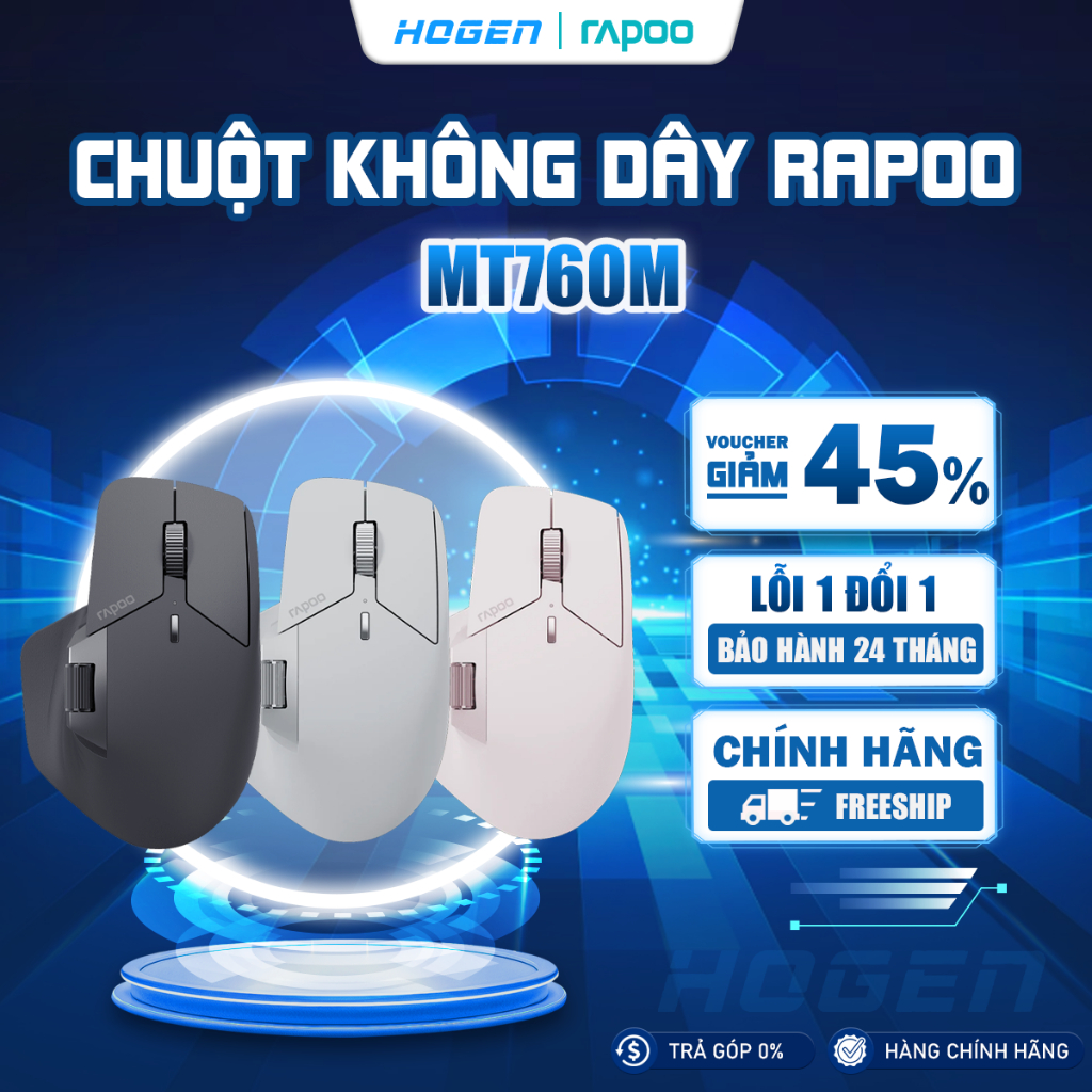 Chuột Không Dây Rapoo MT760M |  2.4G và Bluetooth 5.0 | Kết nối 5 thiết bị | Bảo hành 2 năm