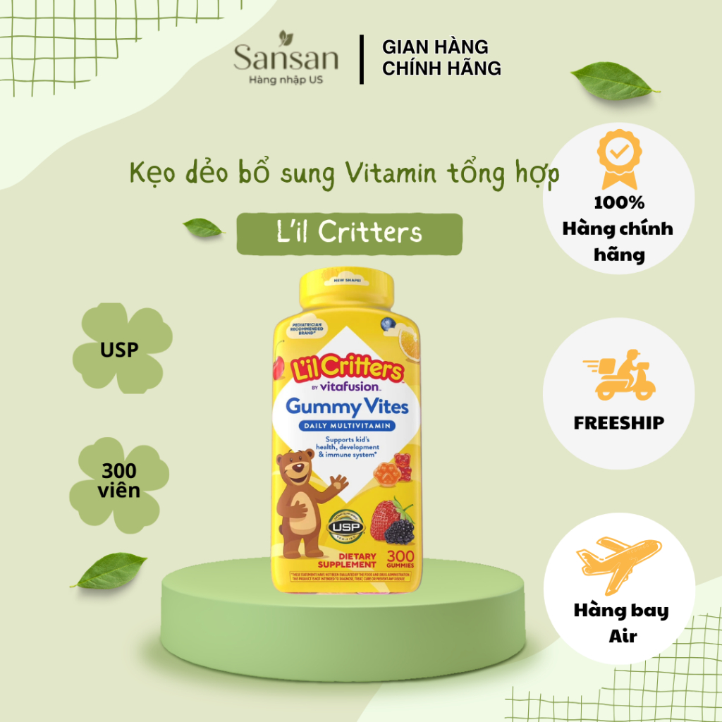 Kẹo Dẻo Bổ Sung Vitamin Lil Critter Gummy Vites Complete Multivitamin cho bé 300 viên Mỹ