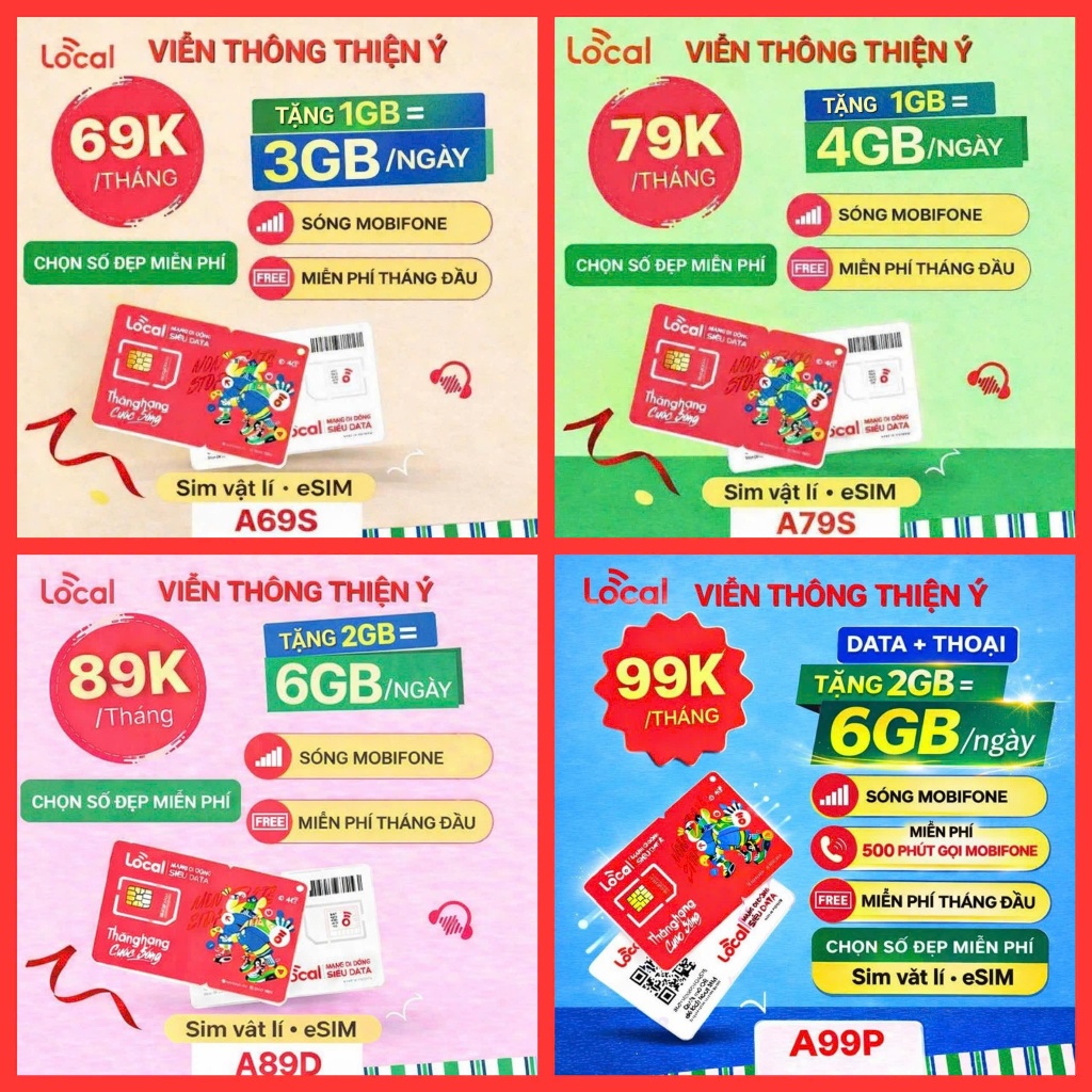 SIM SÓNG MOBIFONE 5G - 4G LOCAL - VNSKY A79 A68 A69 A89{Sim vật lí & Esim}