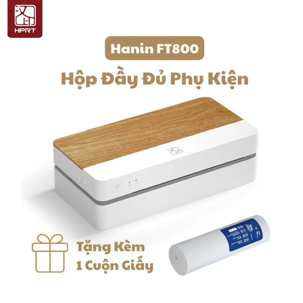 Máy in nhiệt A4 HPRT FT800 - Kết nối Bluetooth/WiFi, đa chức năng, không cần mực.