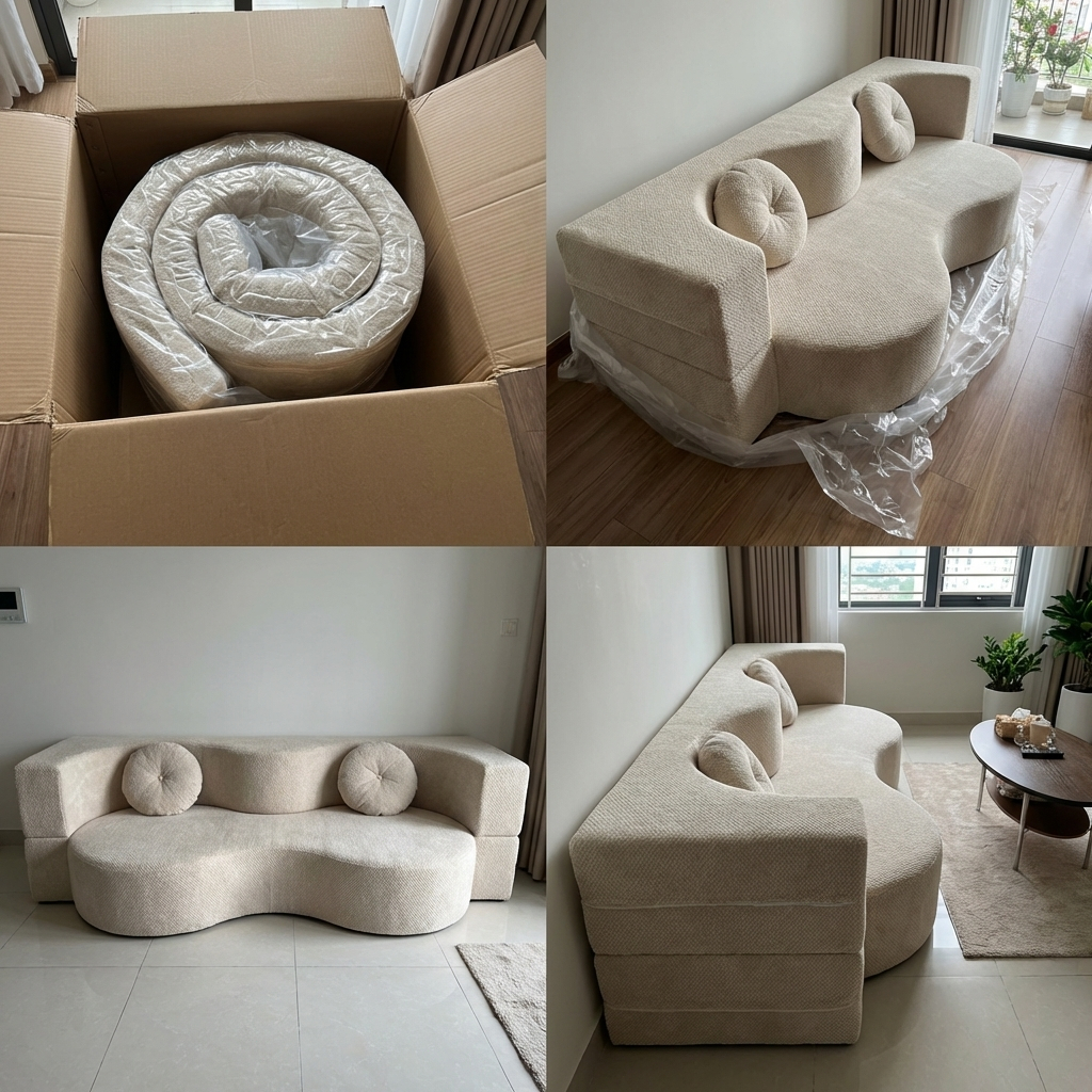 [2 trong 1 ngồi nằm] LUMOO Sofa Giường Gấp Gọn 1m8 Nén Chân Không, Dễ chuyển Cho Căn Hộ, Phòng Khách | BigBuy360 - bigbuy360.vn