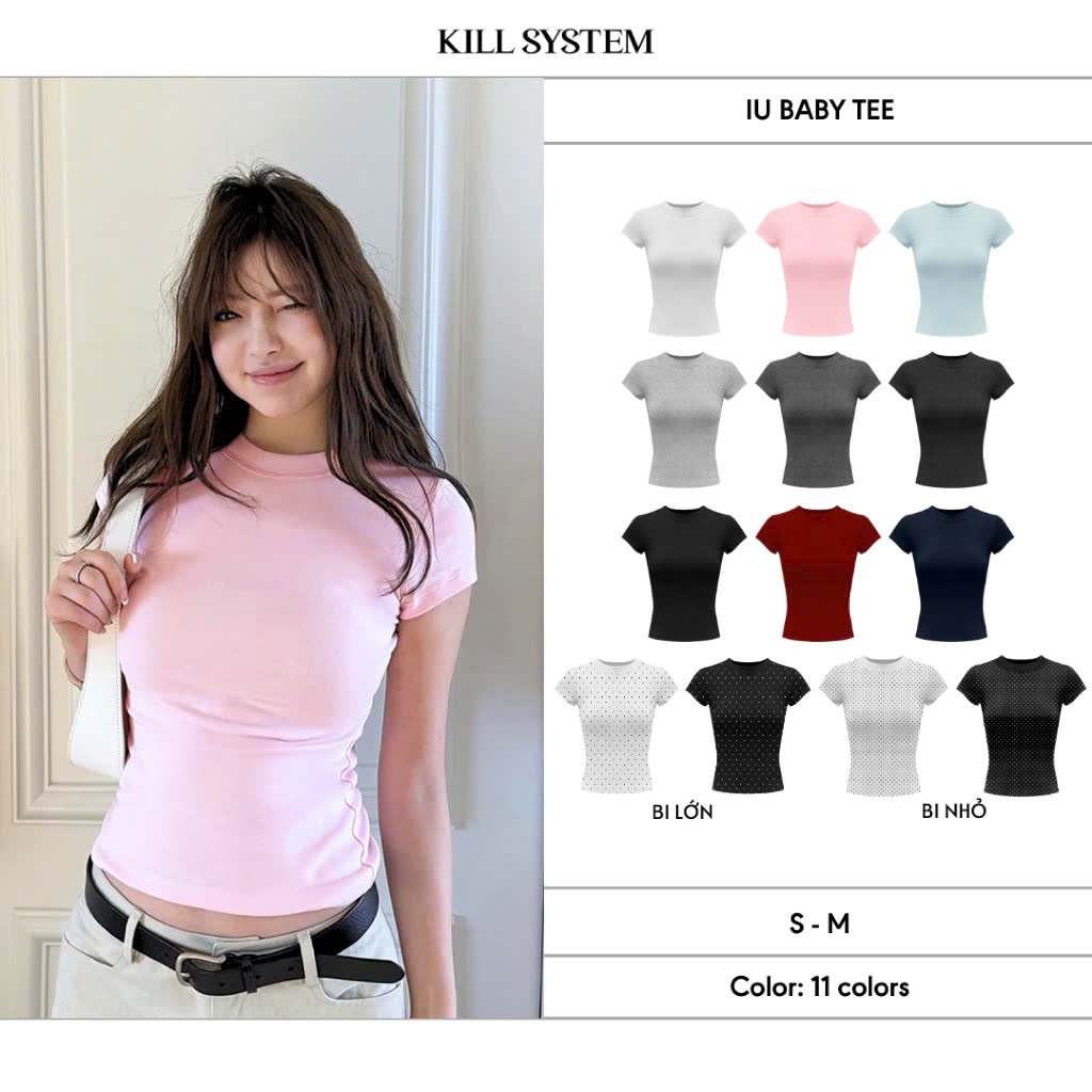 Áo baby tee form body siêu tôn dáng IU - 𝐊𝐈𝐋𝐋 𝐒𝐘𝐒𝐓𝐄𝐌, Áo thun Nữ Ôm Body JUSTDUN , Áo thun nữ dáng ôm thun - Chinh Trần