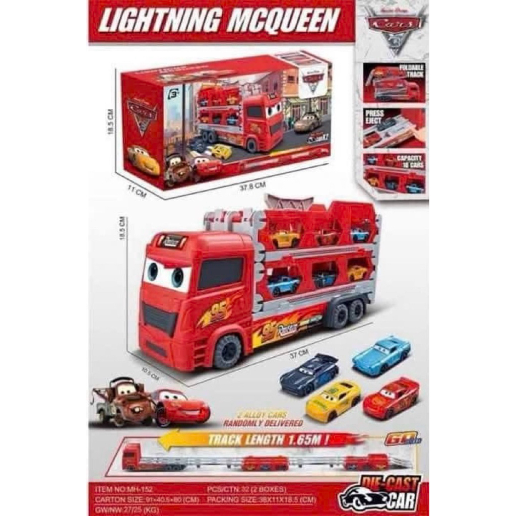 Đồ chơi xe ô tô McQueen 95 gồm 1 xe tải to chở các xe ô tô nhỏ 152