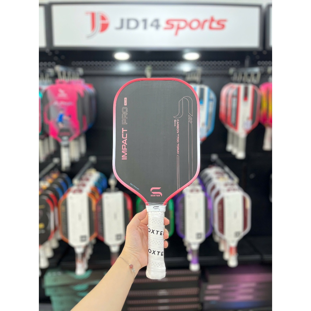 Vợt Pickleball SOXTER Impact Pro Plus Series Power Mặt Đen Carbon T700 Toray, Siêu Bền, Trợ Lực tốt