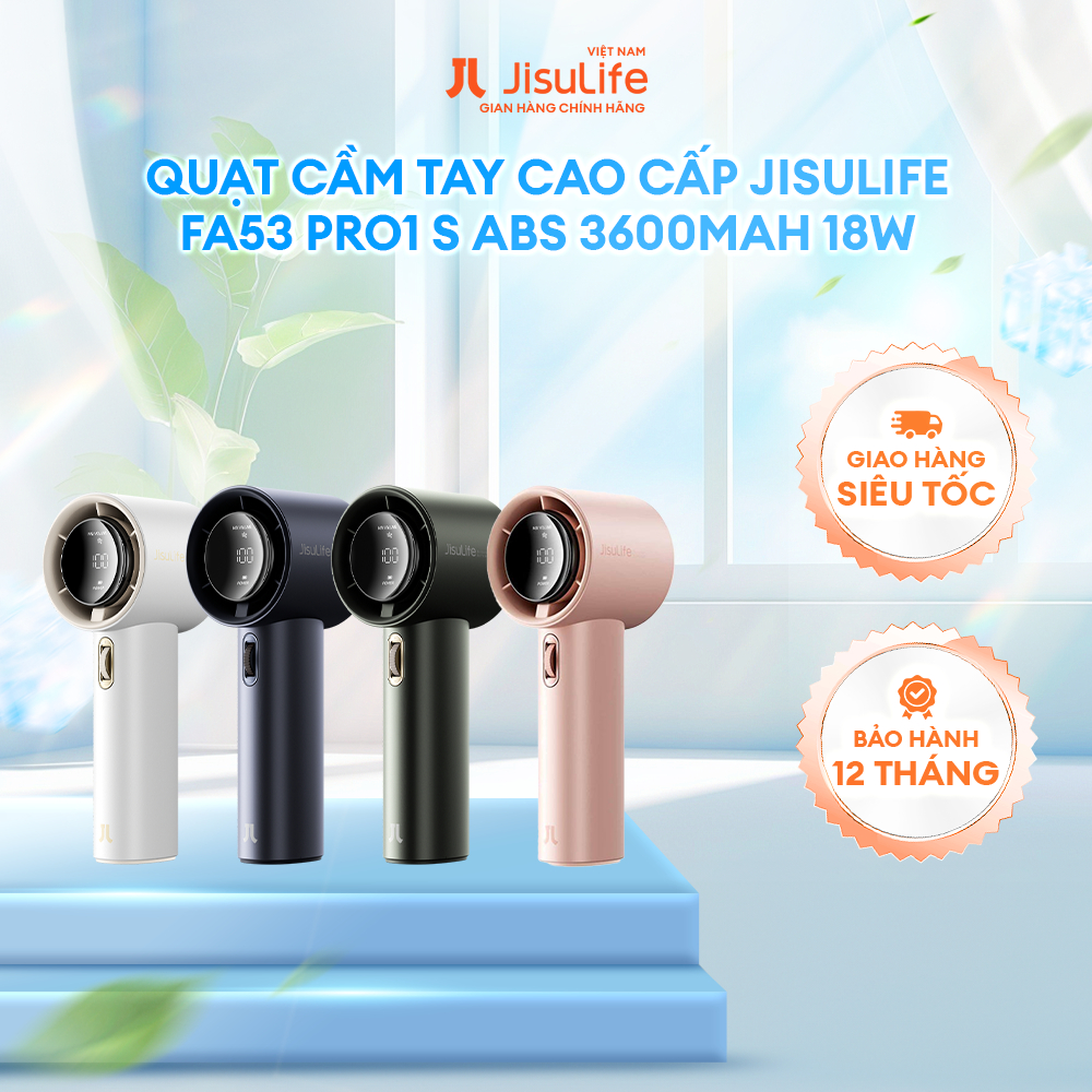 Quạt Mini Cao Cấp JISULIFE FA53/FA53PRO/FA55/FA55 2025 - LED Hiển Thị - Sử Dụng 12H - Bảo Hành Chính