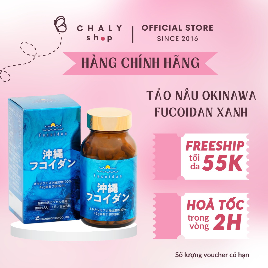 Viên tảo nâu Okinawa Fucoidan xanh 180 viên Kanehide Bio Nhật Bản