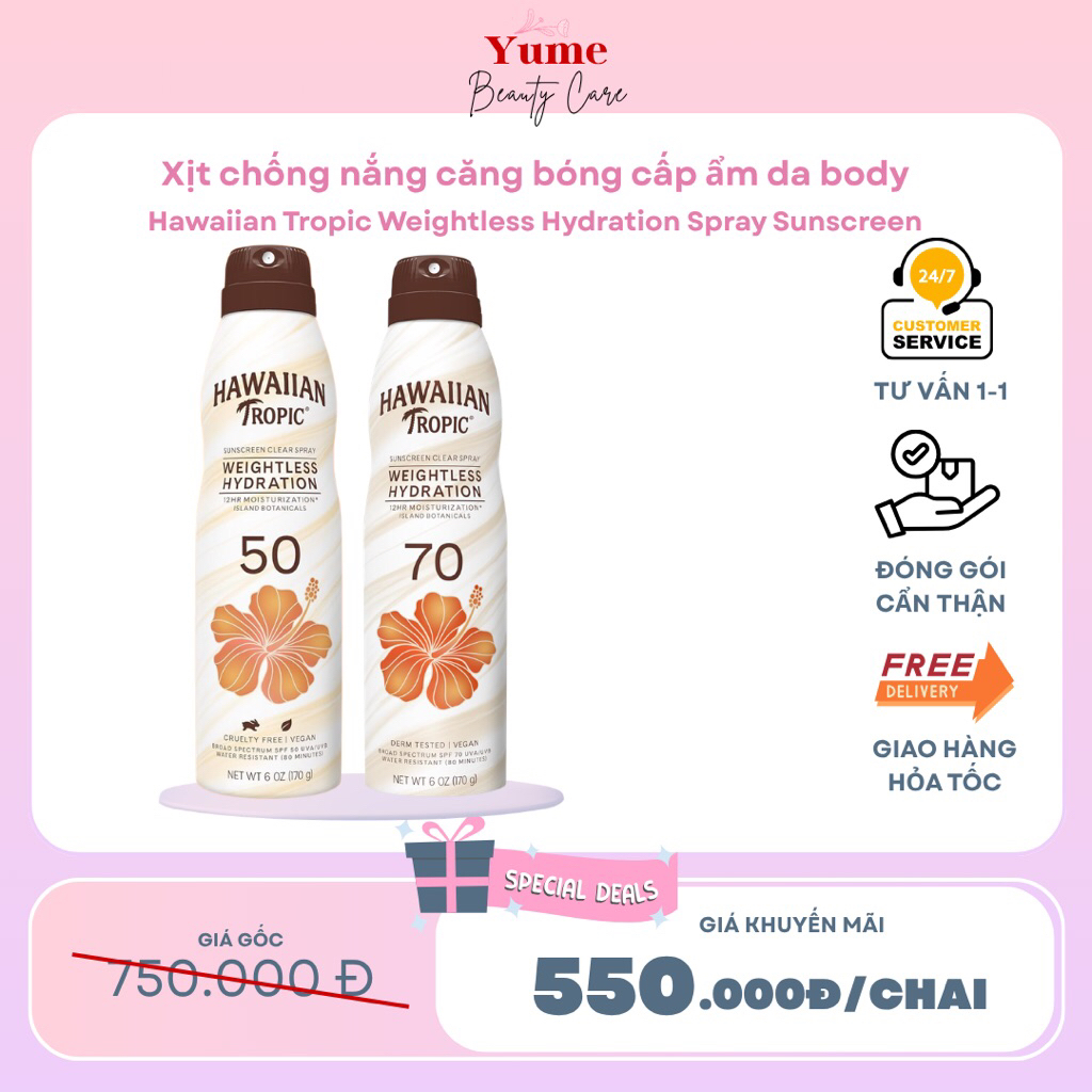 Xịt Chống Nắng Body Hawaiian Tropic Weightless Hydration