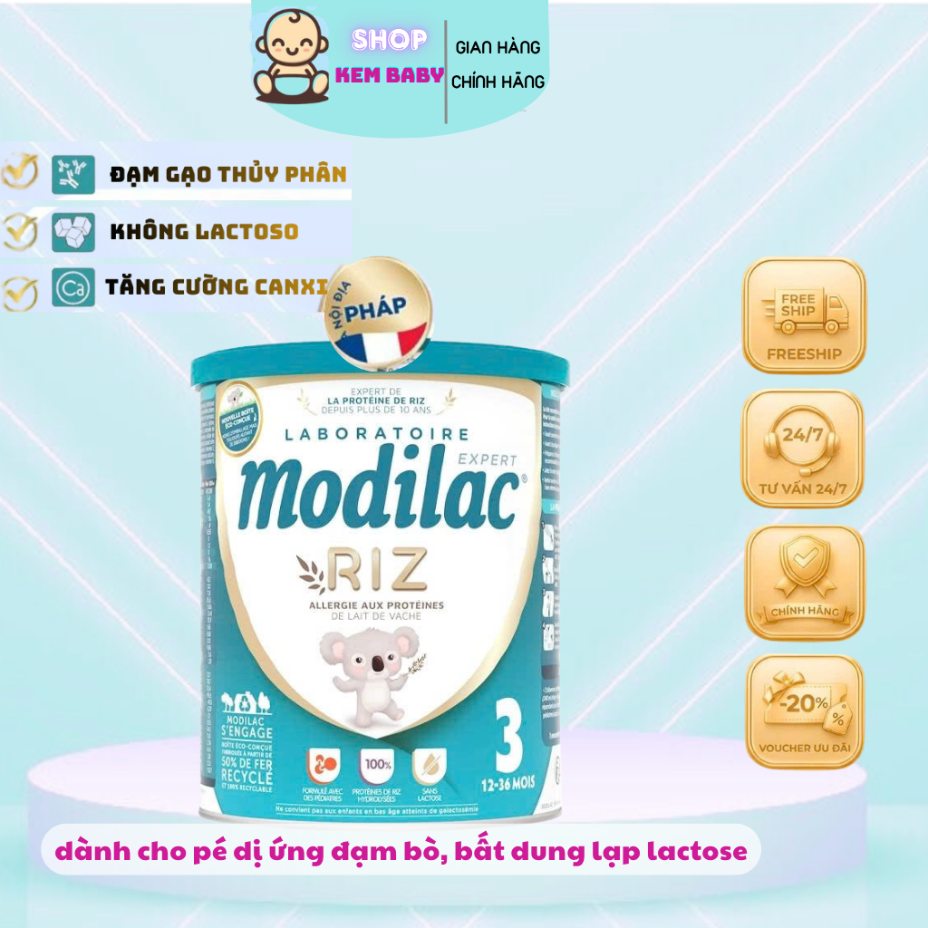 SỮA BỘT MODILAC RIZ ĐỦ SỐ LON 800Gr | NK CHÍNH HÃNG