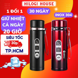 Bình nước giữ nhiệt 1 lít inox 304, bình giữ nhiệt 1000ml giữ nóng 10g, lạnh 20g có dây treo và khay lọc trà