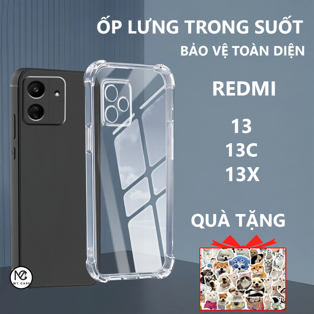 Ốp lưng chống sốc Redmi 13 / 13C/ 13X trong suốt, silicon, bảo vệ camera-My Case