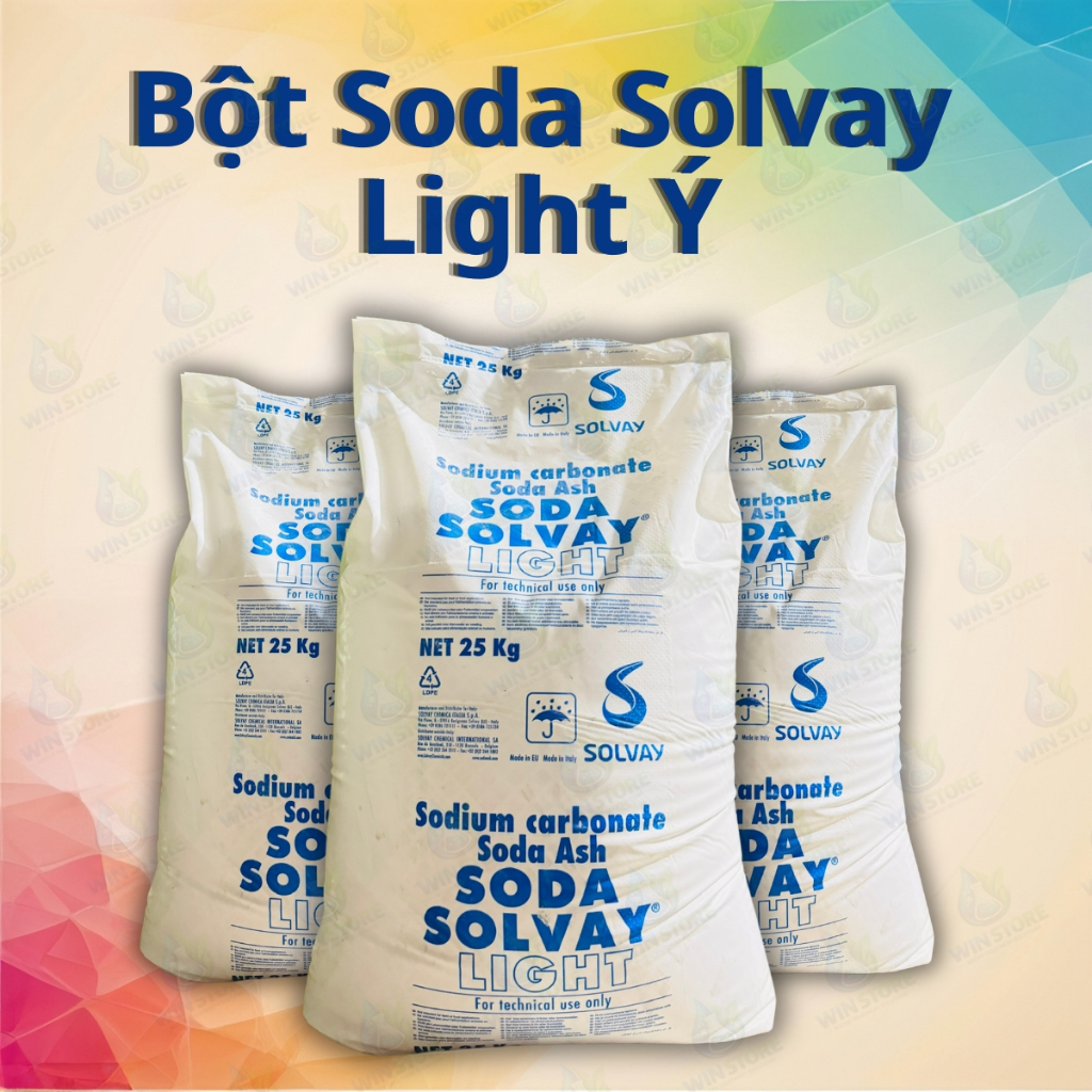 Bột Soda Solvay Light Ý na2co3 (25kg/bao), tẩy rửa công nghiệp, xử lý nước thải, hóa chất môi, tăng 