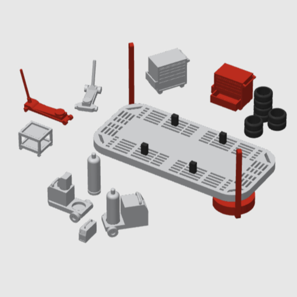 Set phụ kiện Garage sửa chữa xe ô tô Diorima tỉ lệ 1:64 in 3D dành cho các bạn sưu tập xe mô hình tỉ