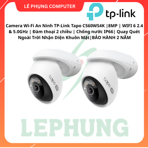 Camera Wi-Fi An Ninh TP-Link Tapo C560WS | 4K 8MP | WIFI 6 2.4 & 5.0GHz | Đàm thoại 2 chiều | Chống 