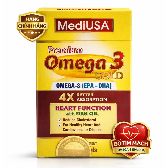 ( 30 viên uống 1 tháng ) - MediUSA Premium Omega 3 Gold - Bổ mắt, bổ não và tốt cho tim mạch