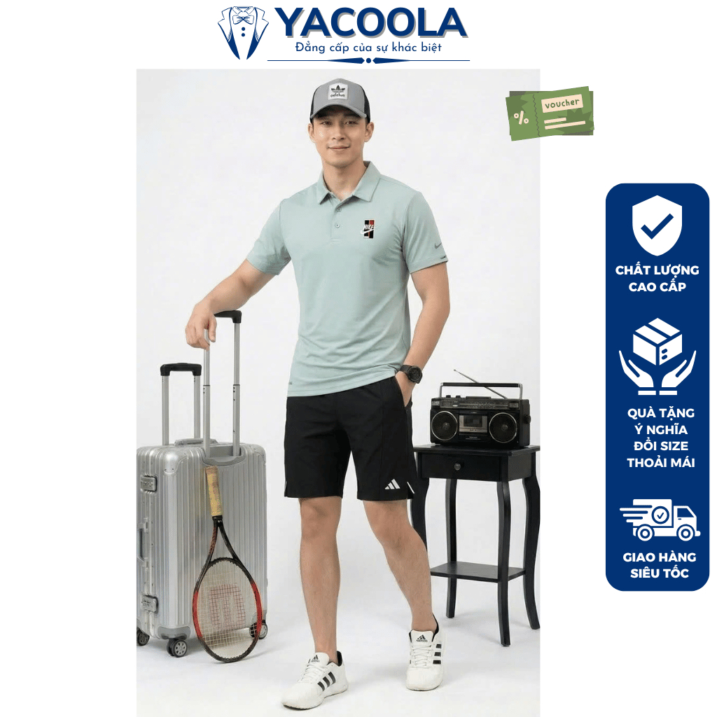 Bộ quần áo nam mùa hè vải mát chuẩn phom xịn đẹp Hàng Cao Cấp Yacoola YH6-1185 Set đồ nam cộc tay dạ