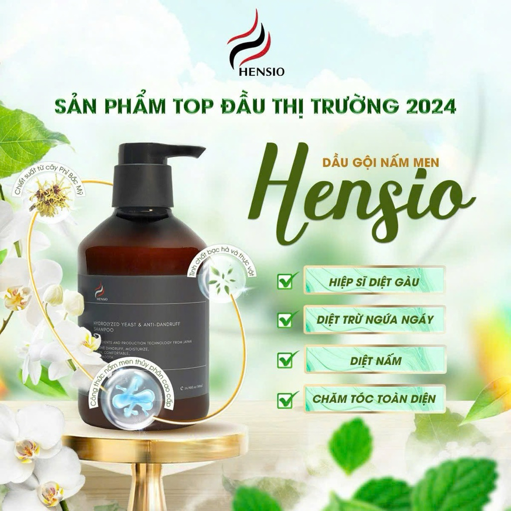 Dầu Gội Hensio 500ml (Lấy 5 chai 100ml) Hỗ Trợ Nấm Ngứa, Gàu Từ Nấm Men