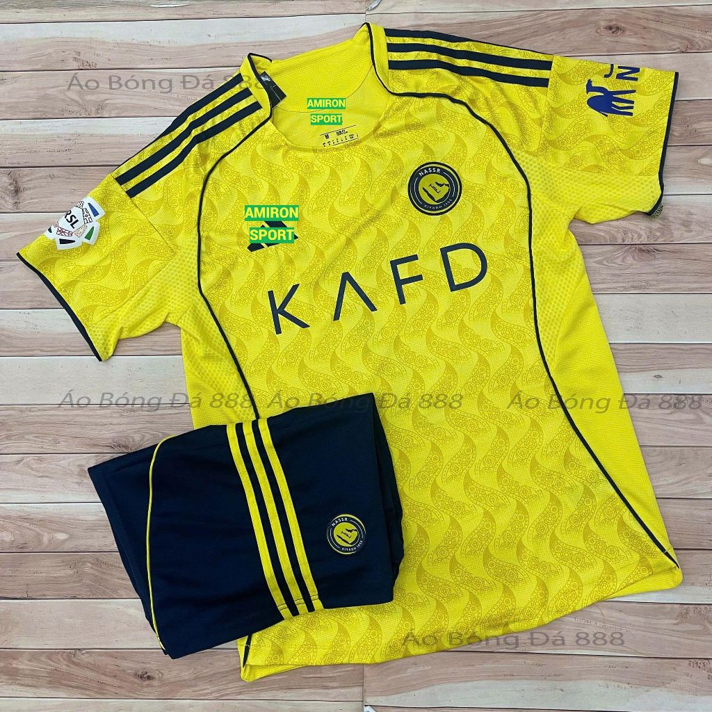 Bộ Quần Áo Bóng Đá CLB Al Nassr 2025, Áo Đá Banh Ronaldo - Vải Polyester Gai Thái Cao Cấp