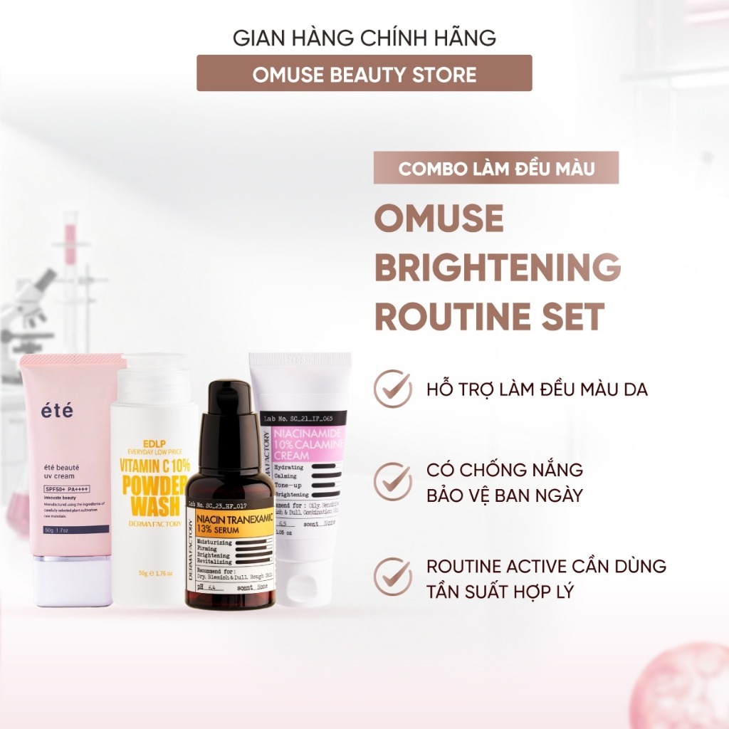 Combo OMUSE Brightening Routine 5 Bước, 5 Món Hỗ Trợ Làm Đều Màu Da, Dưỡng Da Toàn Diện